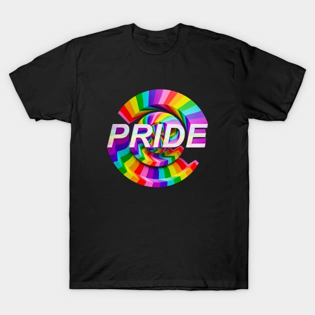 PRIDE word twisted in colorful rainbow flag LGBTQ T-Shirt by Visualisworld